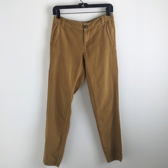 MADEWELL Linen Cotton Blend Mustard Skinny Pants 0 - Picture 1 of 12
